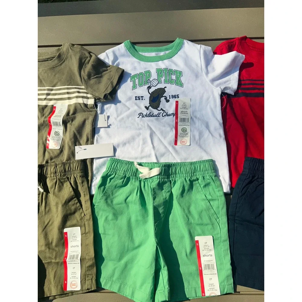 Wonder Nation Toddler Boys 2T Lot 8 Pieces NWT Shorts Graphic T-Shirts Summer